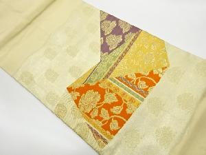 リサイクル　切り嵌めに花唐草・名物裂文様織出し名古屋帯